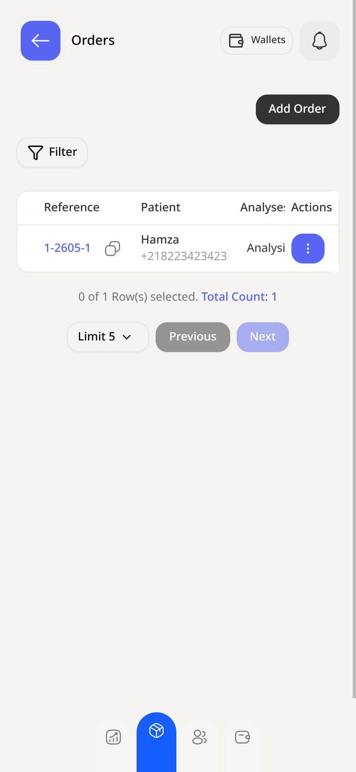 Medicloud orders screen